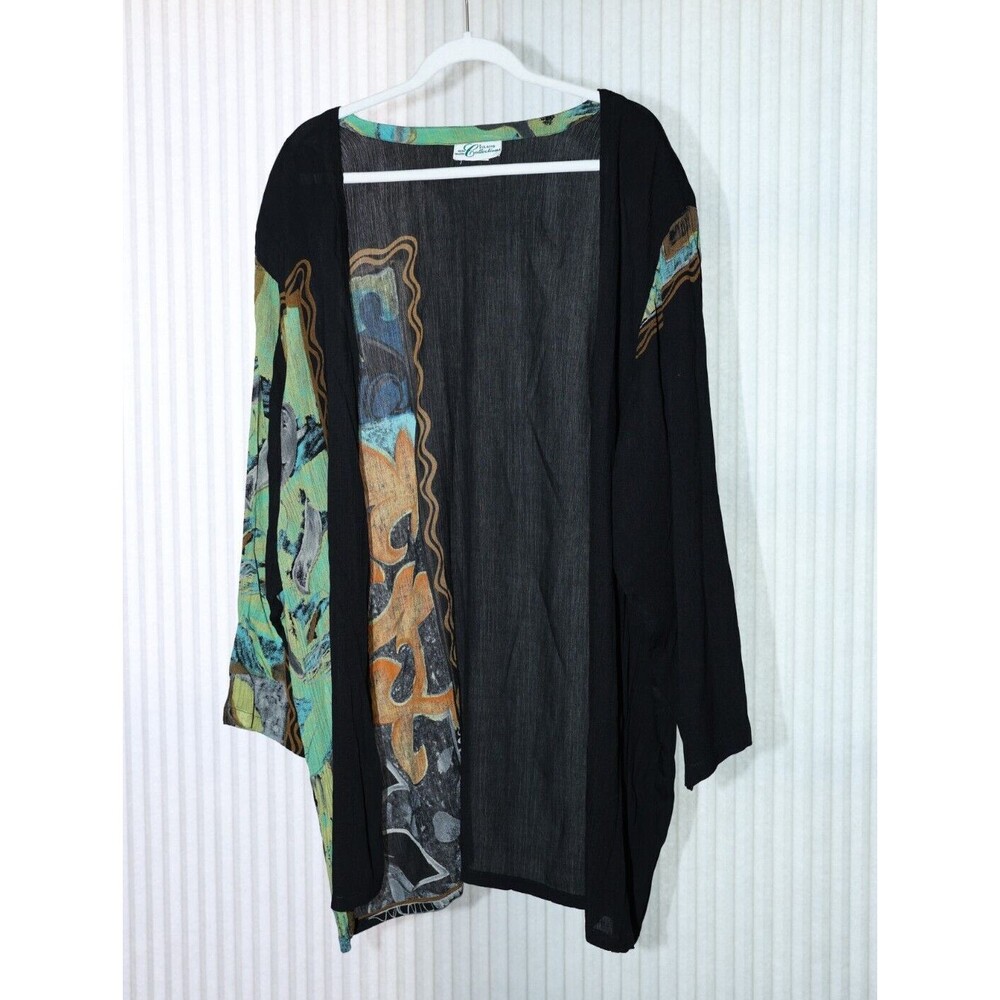 Vintage Hilo Hattie Island Collections Womens Cardigan Swim Cover up  Kimono 2X